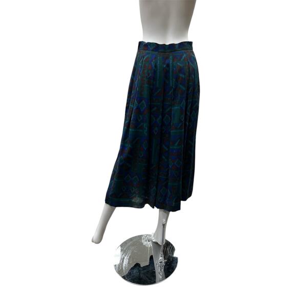 VTG Geiger Skirt Women’s SZ L A-Line Pockets Side Zipper Green Blue And Brown - Picture 3 of 5